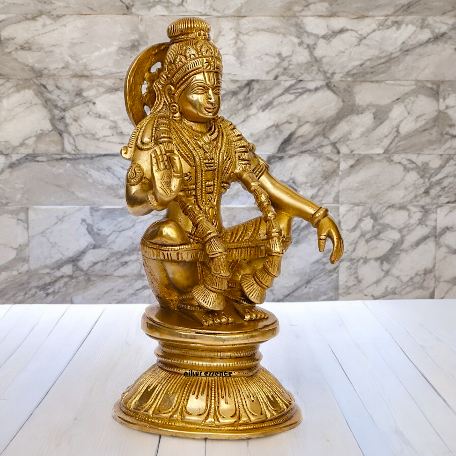 Solid Brass Ayyappan/Ayyappa Swamy Murugan Idol - 8.5 inch Nikuressence