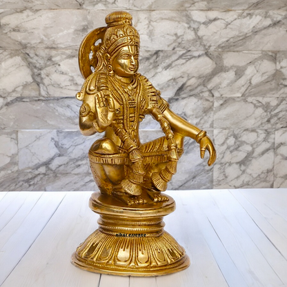 Solid Brass Ayyappan/Ayyappa Swamy Murugan Idol - 8.5 inch Nikuressence
