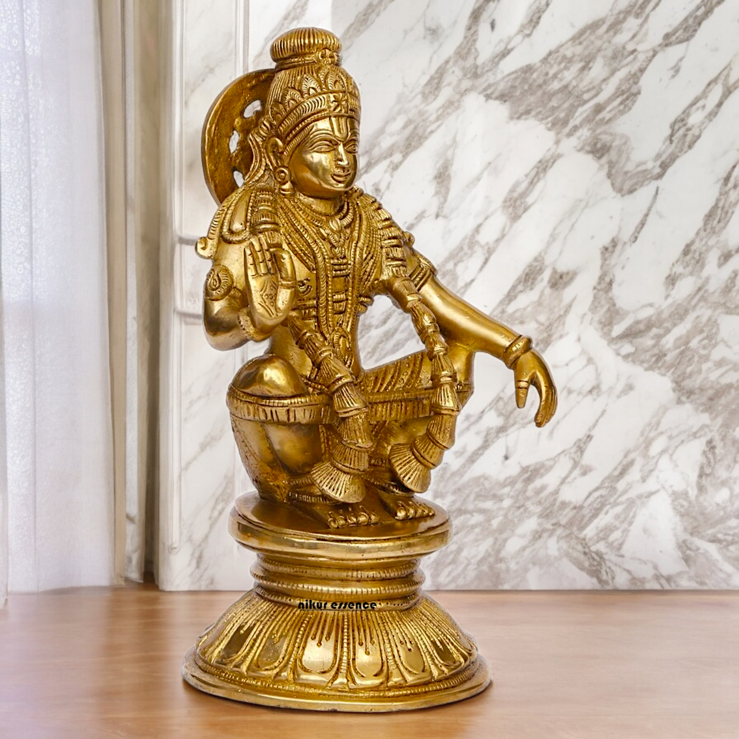 Solid Brass Ayyappan/Ayyappa Swamy Murugan Idol - 8.5 inch Nikuressence