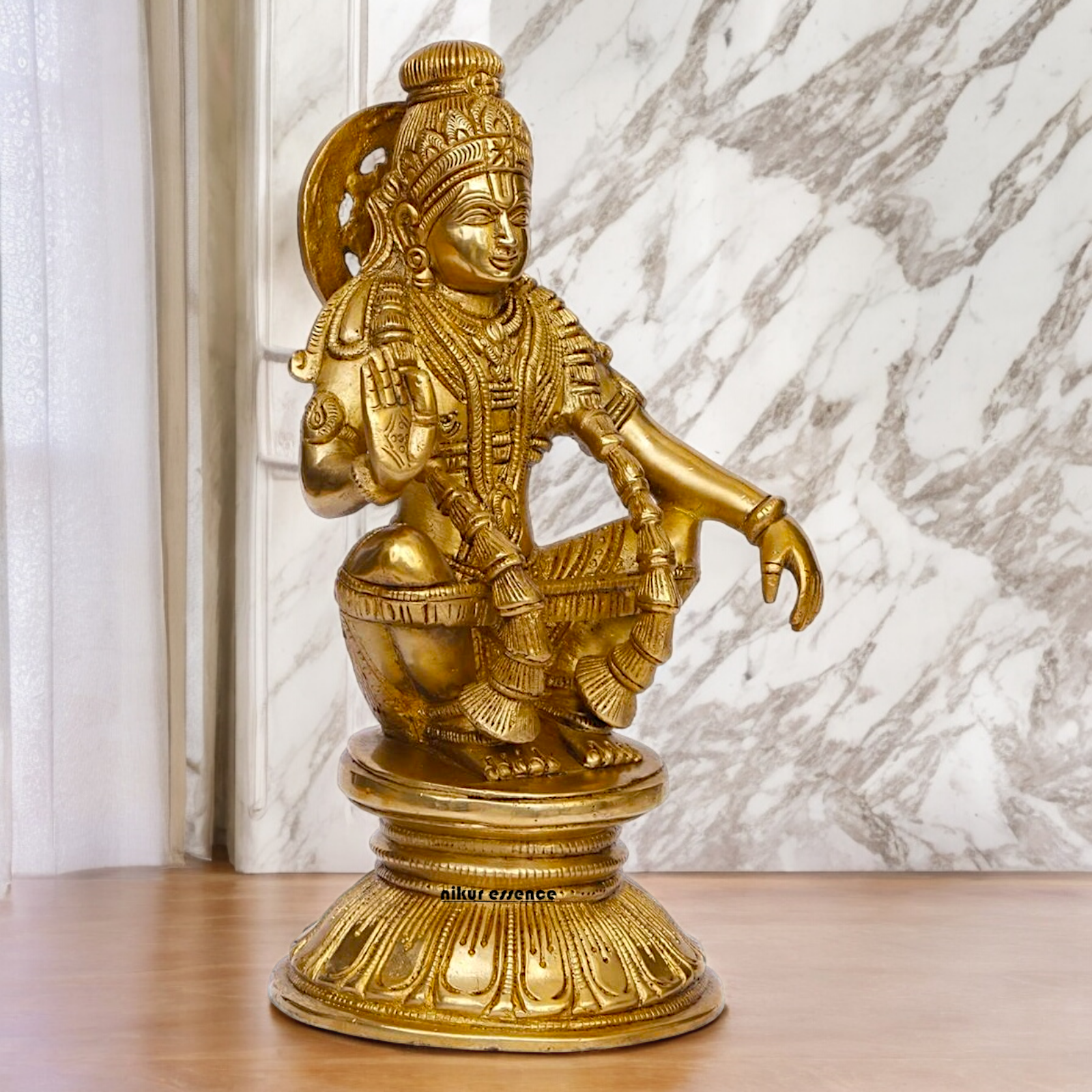 Solid Brass Ayyappan/Ayyappa Swamy Murugan Idol - 8.5 inch Nikuressence