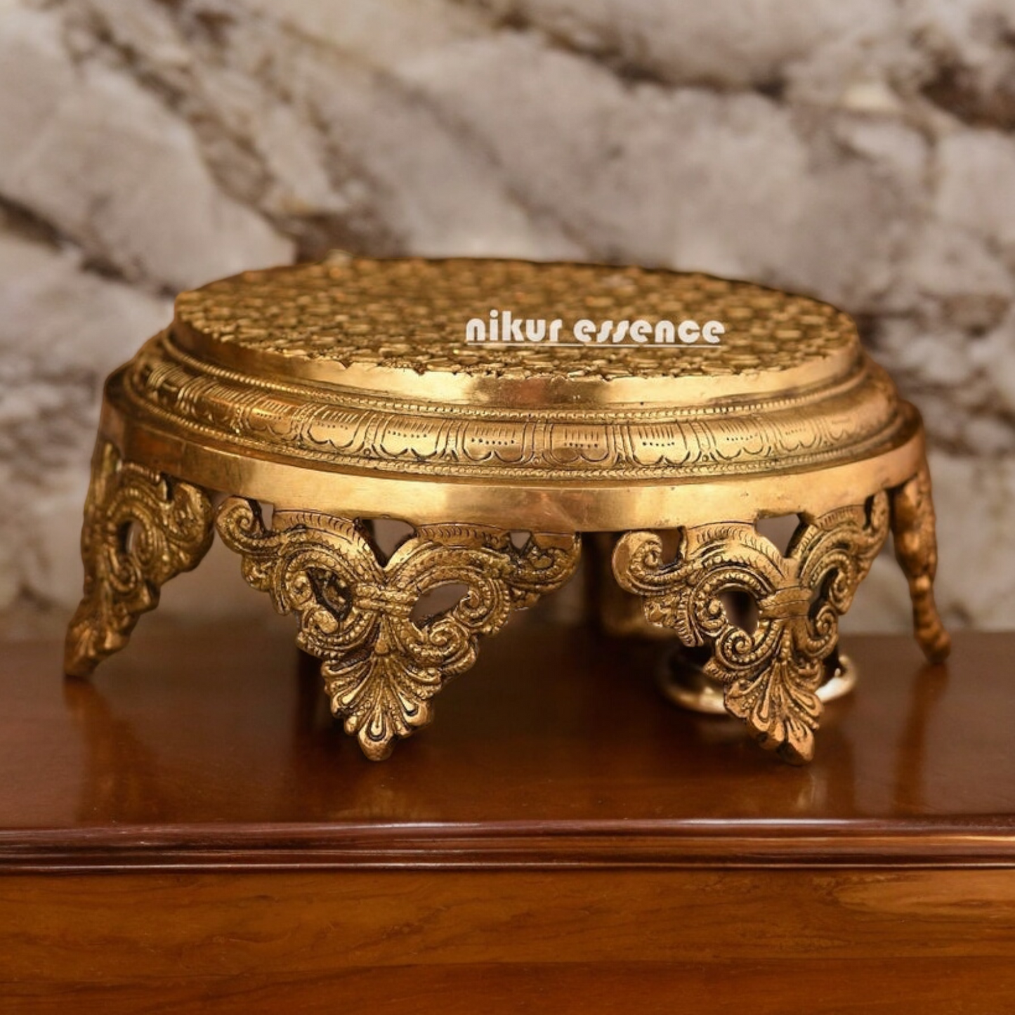 Buy Pooja Chowki Solid Brass - 10 inch Nikuressence