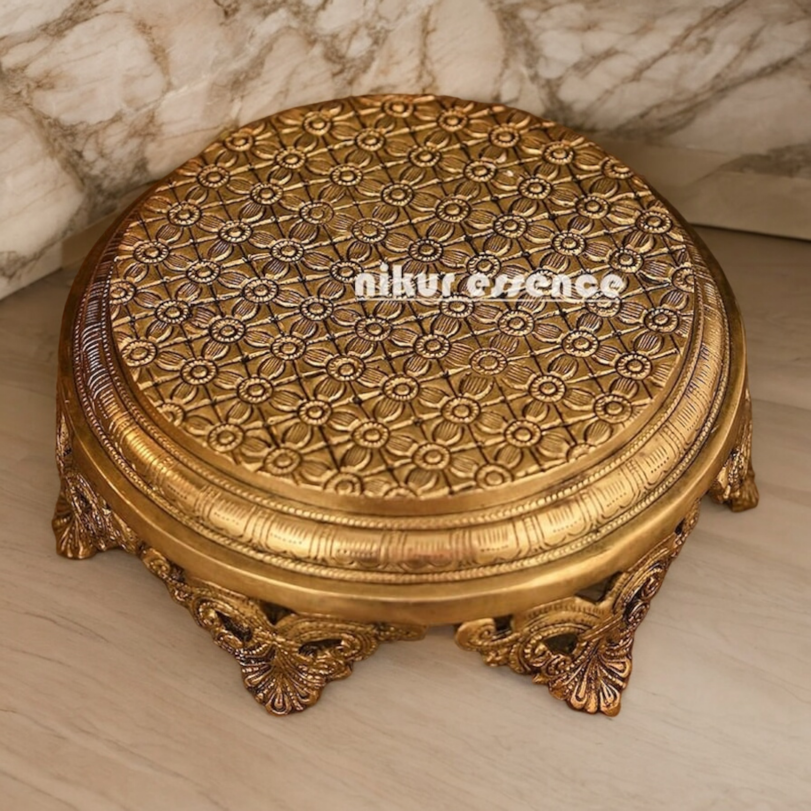 Buy Pooja Chowki Solid Brass - 10 inch Nikuressence