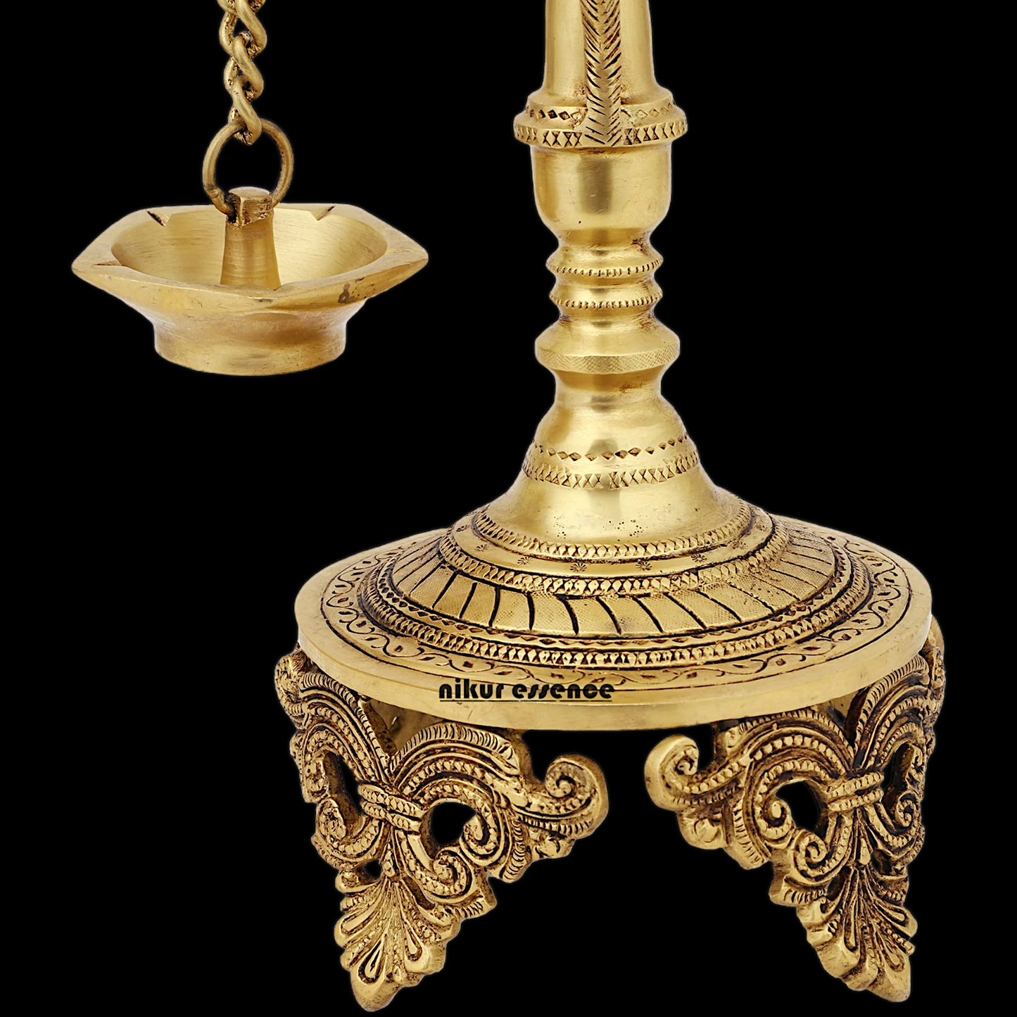 Buy Peacock Hanging Diya with Stand Solid Brass- 19 inch Nikuressence
