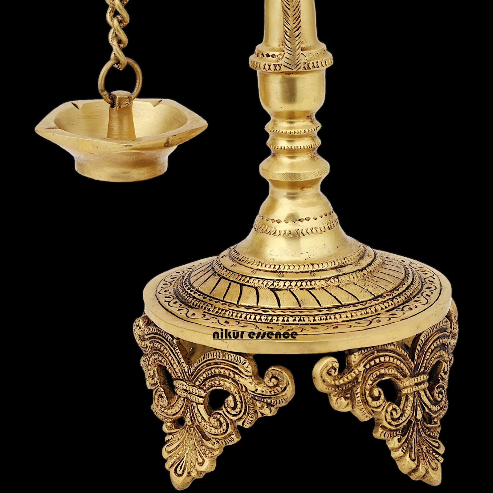 Buy Peacock Hanging Diya with Stand Solid Brass- 19 inch Nikuressence
