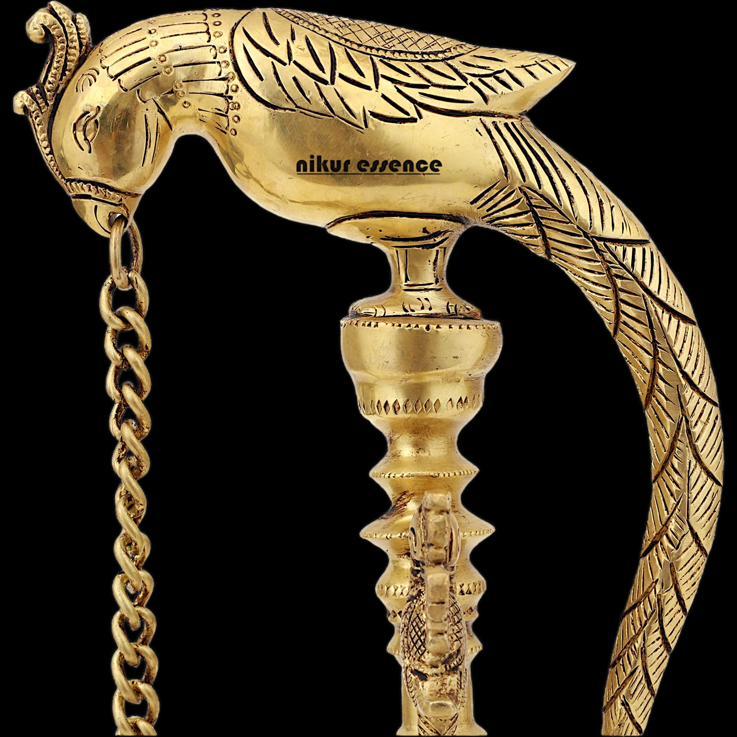 Buy Peacock Hanging Diya with Stand Solid Brass- 19 inch Nikuressence