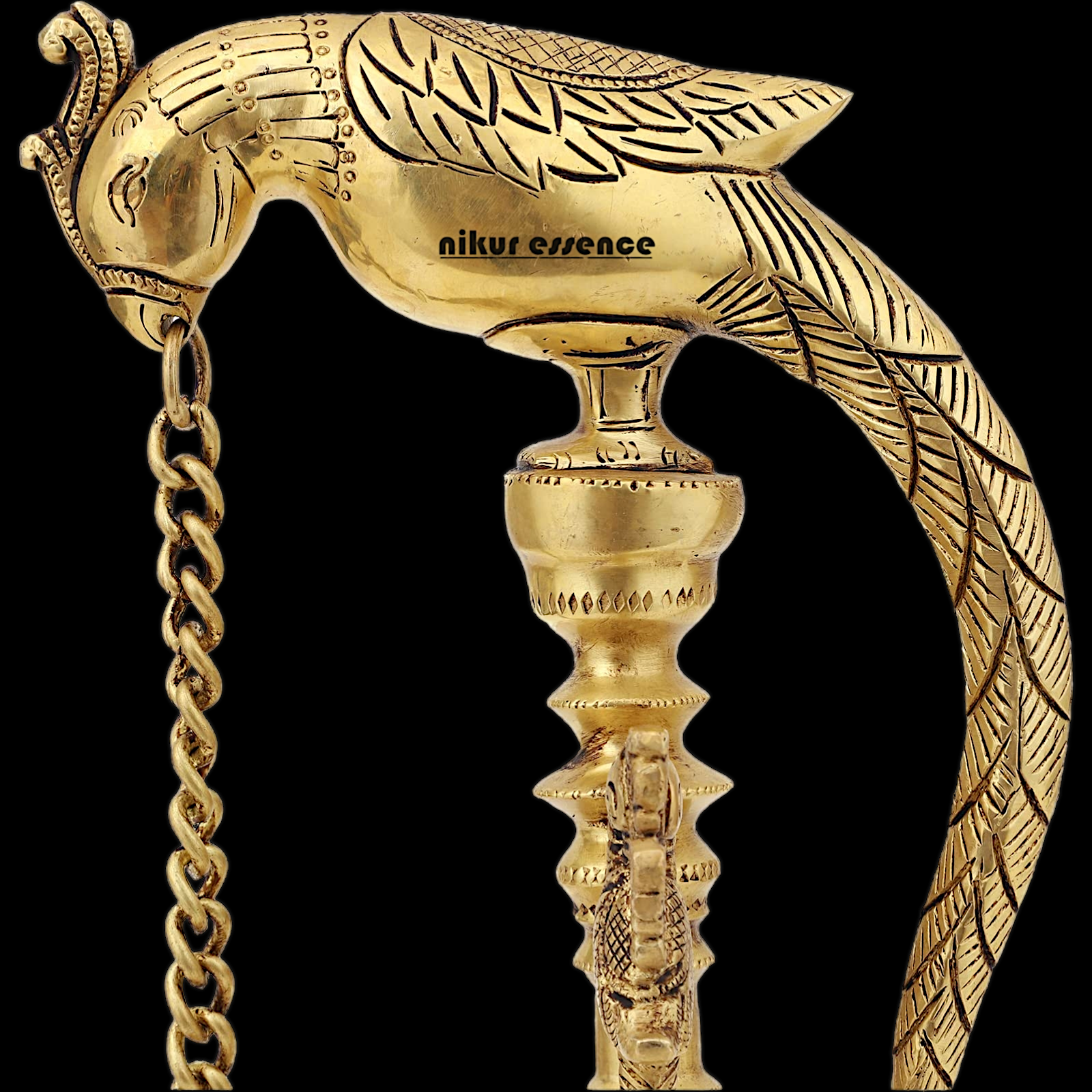 Buy Peacock Hanging Diya with Stand Solid Brass- 19 inch Nikuressence