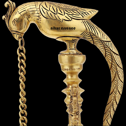 Buy Peacock Hanging Diya with Stand Solid Brass- 19 inch Nikuressence