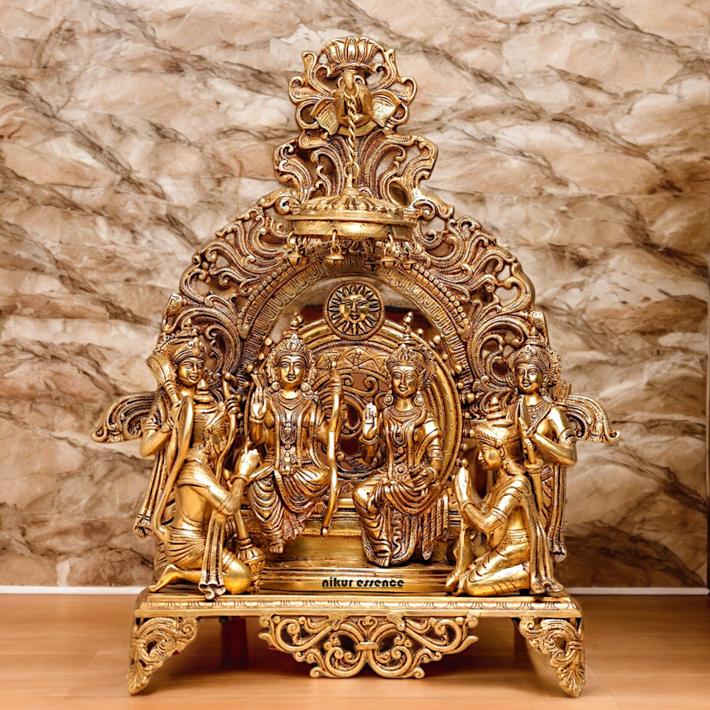 Solid Brass Ram Parivar with Singhasan Idol - 23 inches Nikuressence