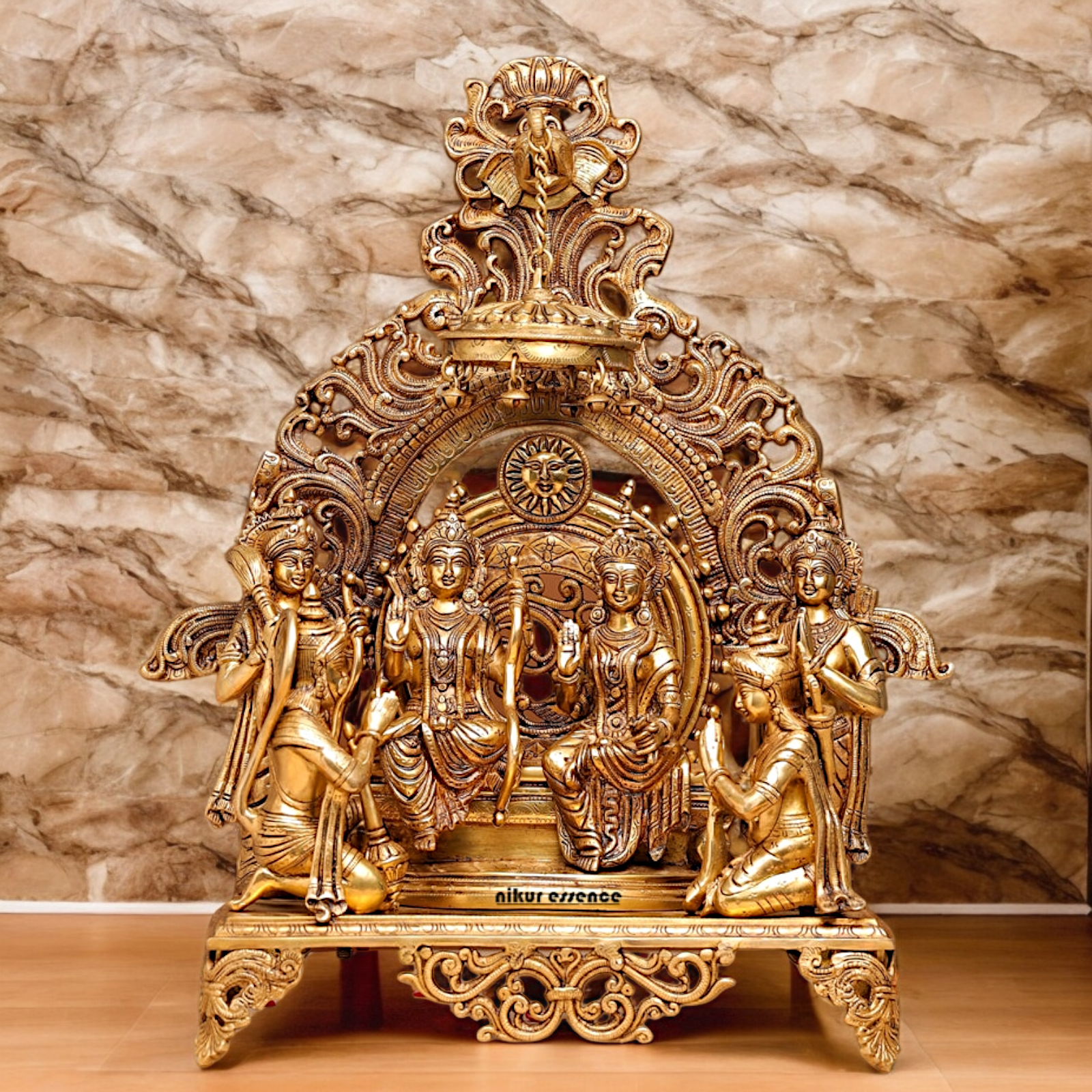 Solid Brass Ram Parivar with Singhasan Idol - 23 inches Nikuressence