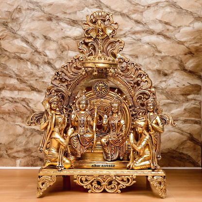 Solid Brass Ram Parivar with Singhasan Idol - 23 inches Nikuressence