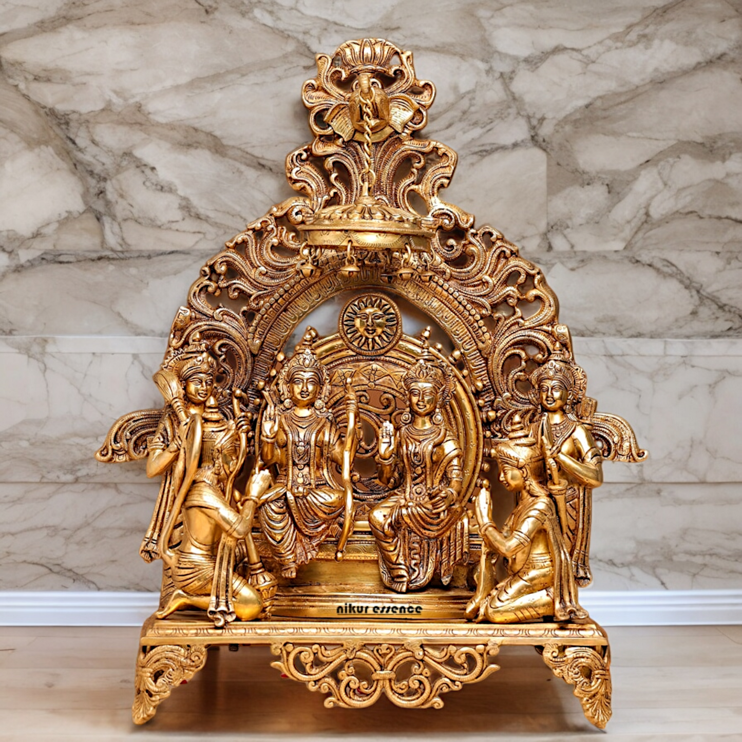 Solid Brass Ram Parivar with Singhasan Idol - 23 inches Nikuressence