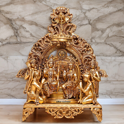 Solid Brass Ram Parivar with Singhasan Idol - 23 inches Nikuressence