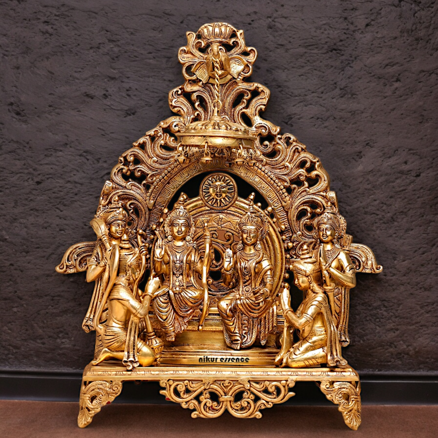 Solid Brass Ram Parivar with Singhasan Idol - 23 inches Nikuressence