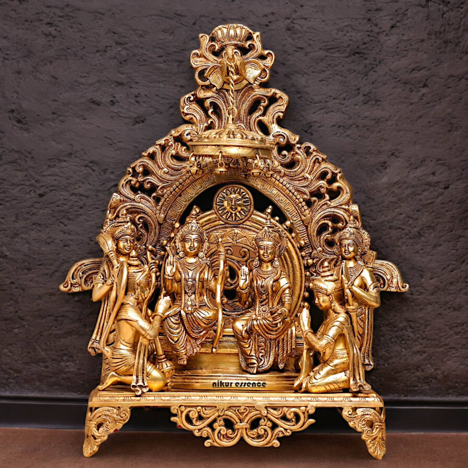Solid Brass Ram Parivar with Singhasan Idol - 23 inches Nikuressence