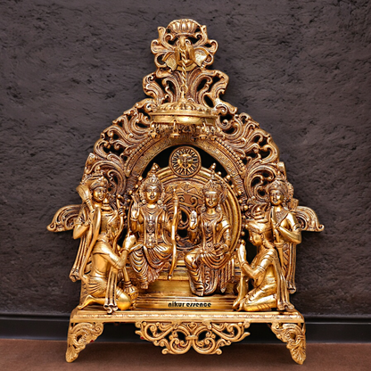 Solid Brass Ram Parivar with Singhasan Idol - 23 inches Nikuressence