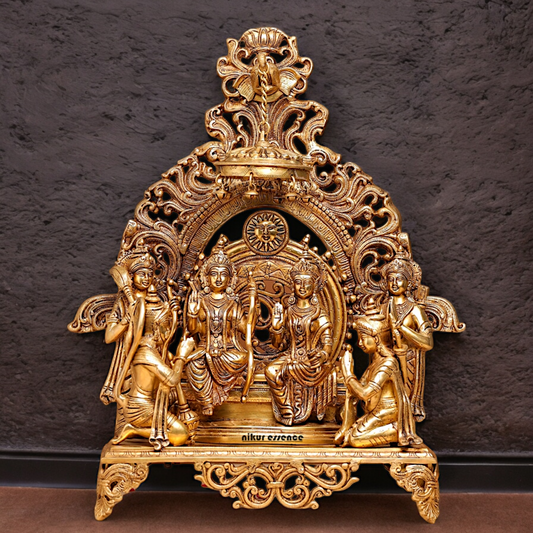 Solid Brass Ram Parivar with Singhasan Idol - 23 inches Nikuressence