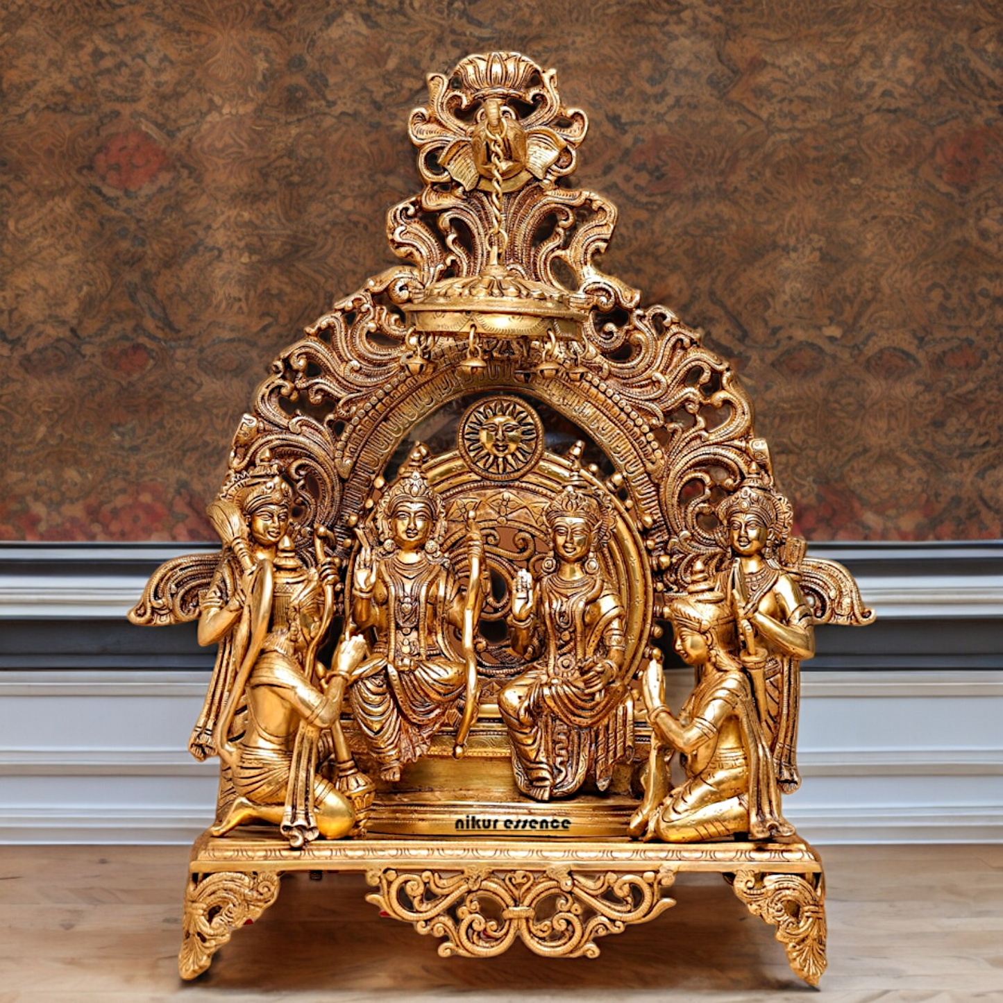 Solid Brass Ram Parivar with Singhasan Idol - 23 inches Nikuressence