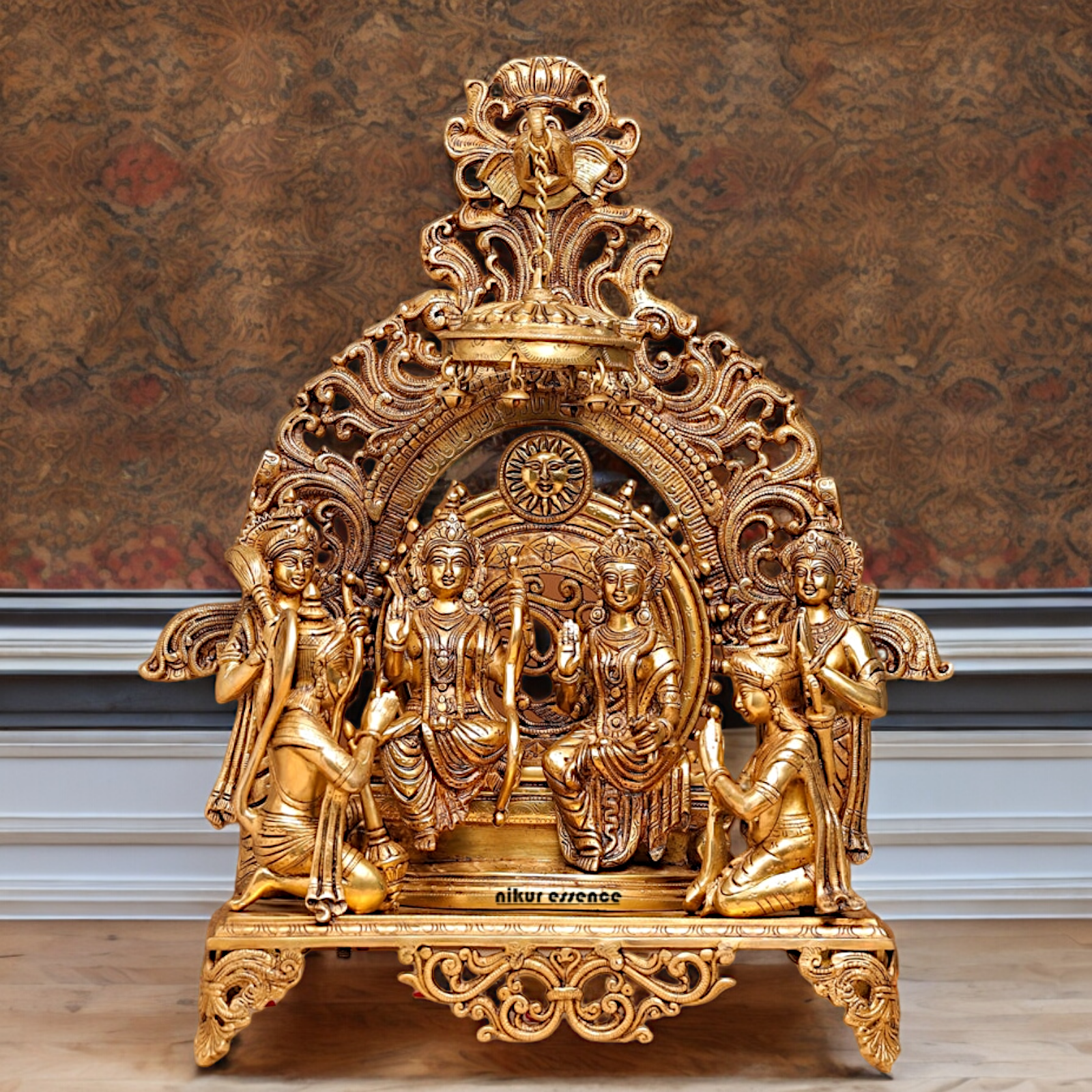 Solid Brass Ram Parivar with Singhasan Idol - 23 inches Nikuressence