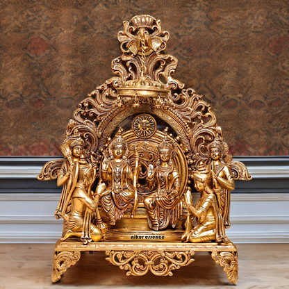 Solid Brass Ram Parivar with Singhasan Idol - 23 inches Nikuressence