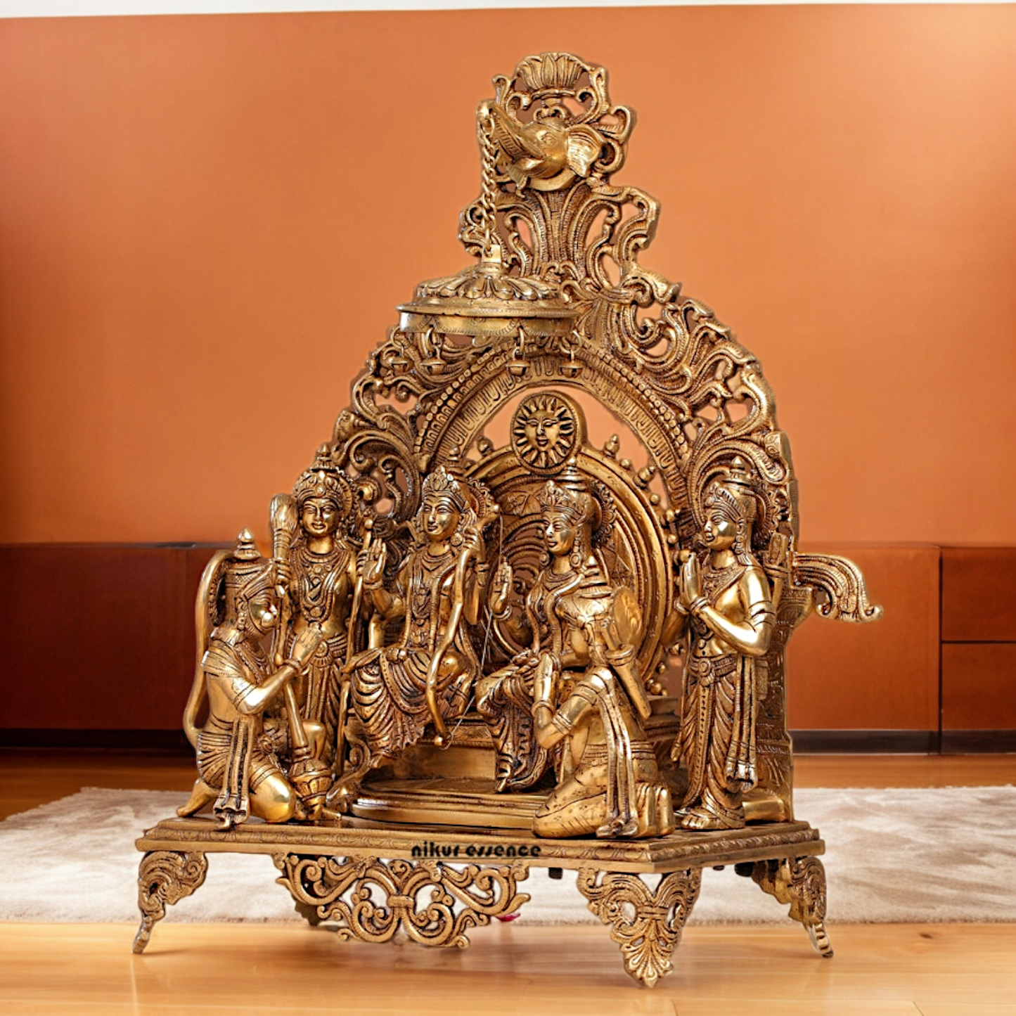 Solid Brass Ram Parivar with Singhasan Idol - 23 inches Nikuressence