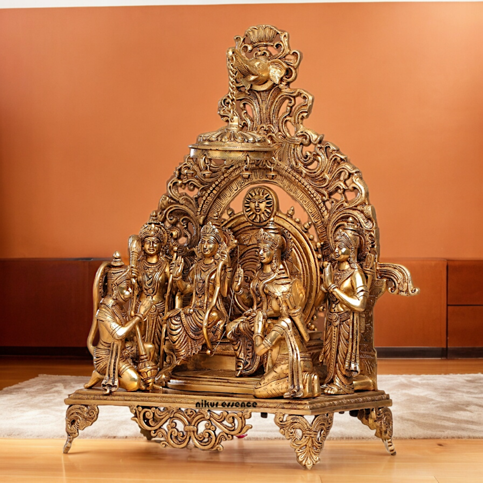 Solid Brass Ram Parivar with Singhasan Idol - 23 inches Nikuressence