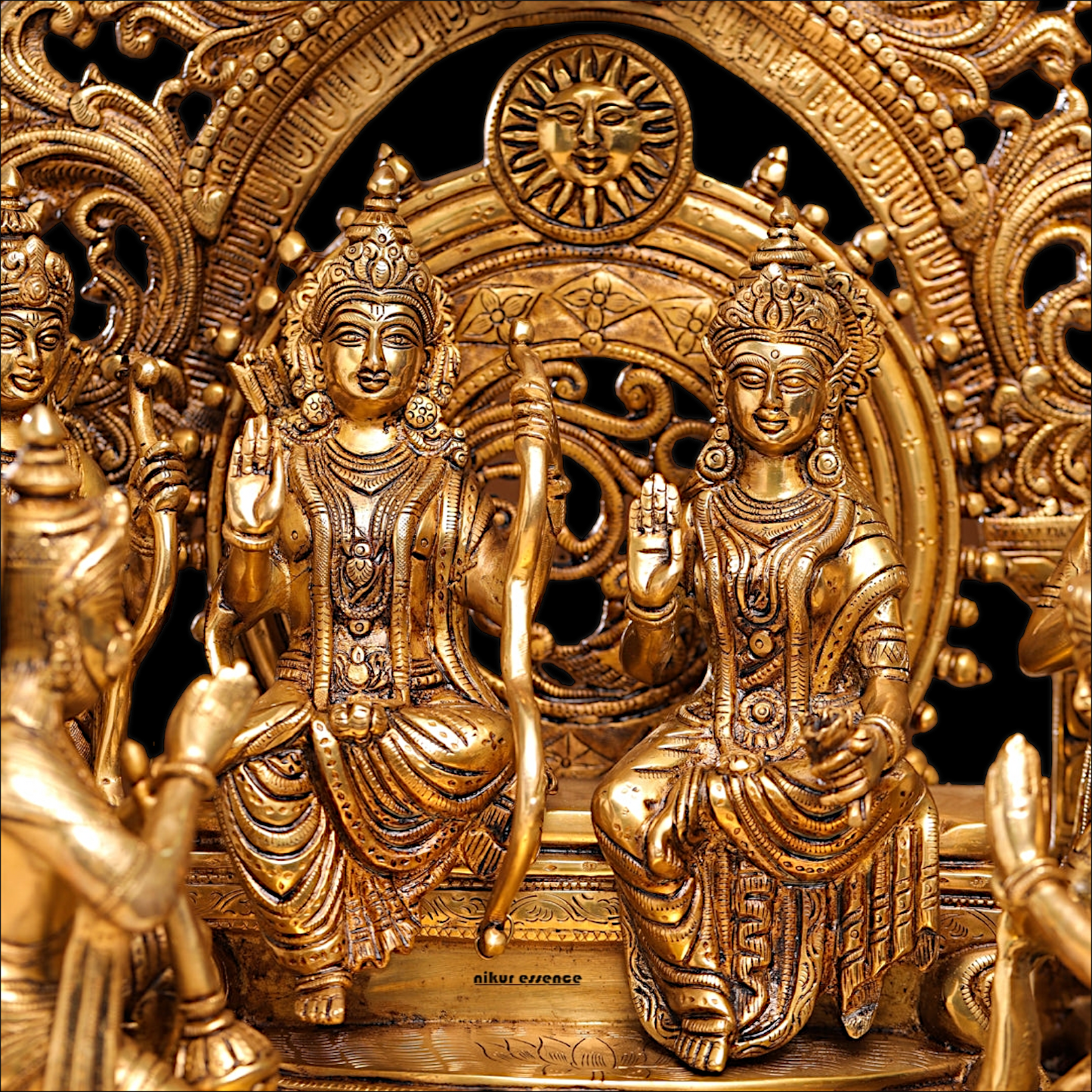 Solid Brass Ram Parivar with Singhasan Idol - 23 inches Nikuressence