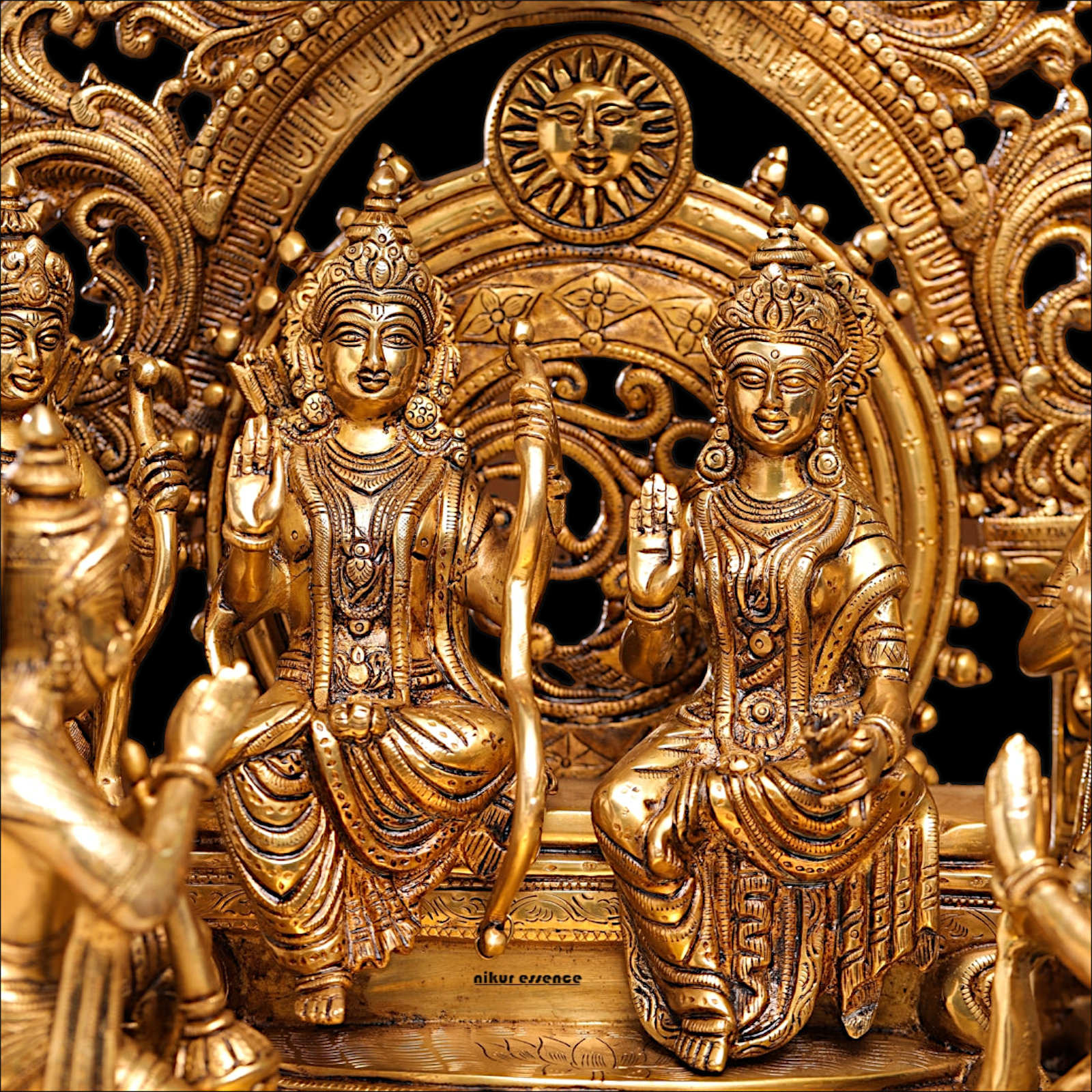 Solid Brass Ram Parivar with Singhasan Idol - 23 inches Nikuressence