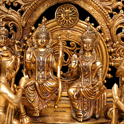 Solid Brass Ram Parivar with Singhasan Idol - 23 inches Nikuressence