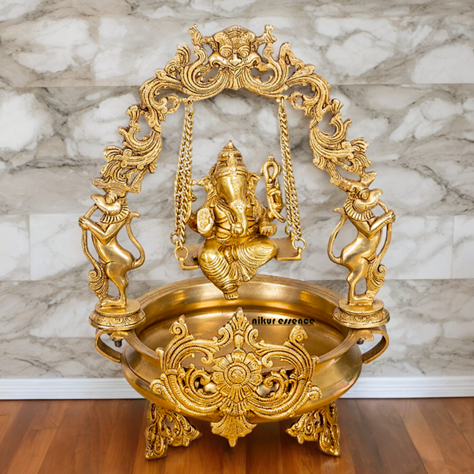 Solid Braas Ganesh swing Jhula Urli - 20.86 Inch Nikuressence