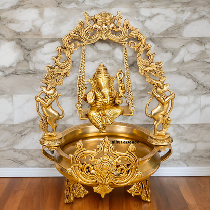 Solid Braas Ganesh swing Jhula Urli - 20.86 Inch Nikuressence