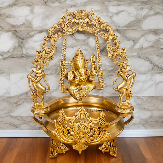 Solid Braas Ganesh swing Jhula Urli - 20.86 Inch Nikuressence