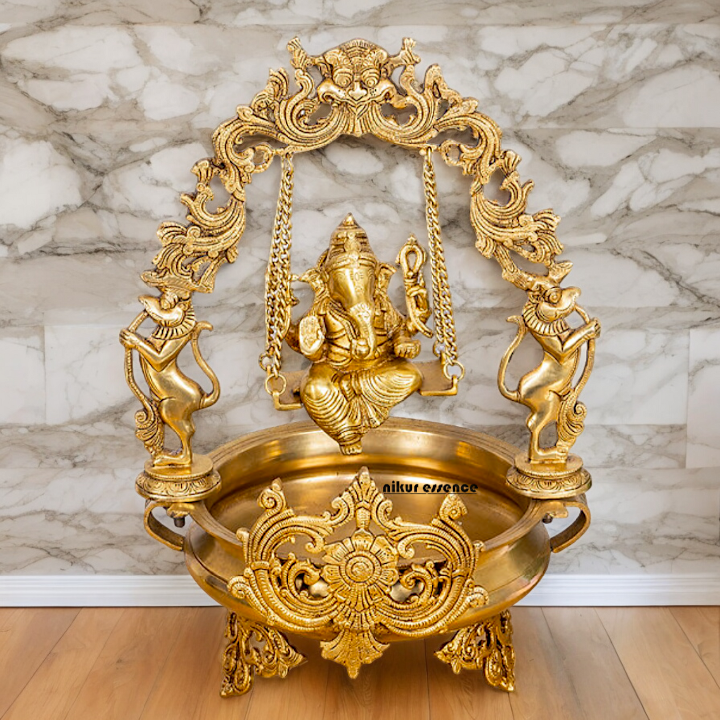 Solid Braas Ganesh swing Jhula Urli - 20.86 Inch Nikuressence