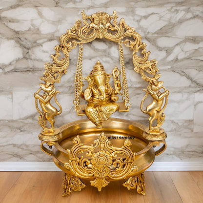 Solid Braas Ganesh swing Jhula Urli - 20.86 Inch Nikuressence