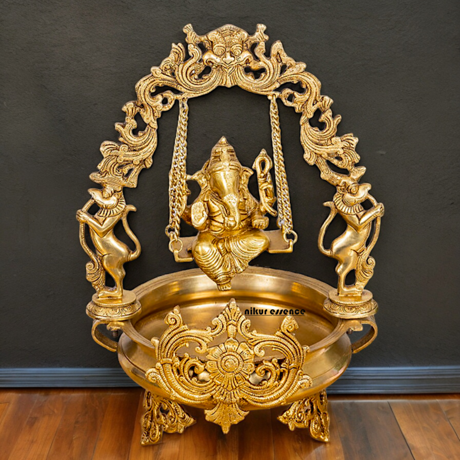 Solid Braas Ganesh swing Jhula Urli - 20.86 Inch Nikuressence