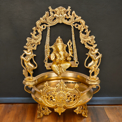 Solid Braas Ganesh swing Jhula Urli - 20.86 Inch Nikuressence