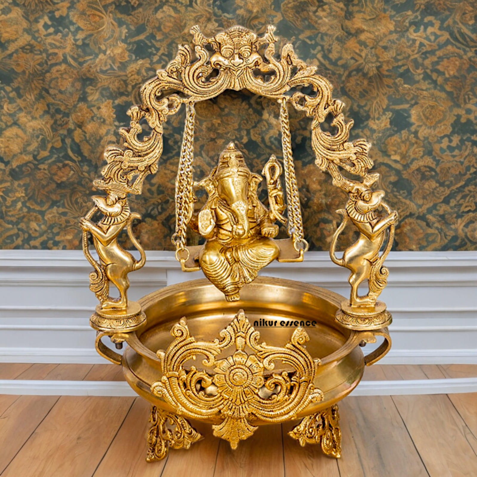 Solid Braas Ganesh swing Jhula Urli - 20.86 Inch Nikuressence