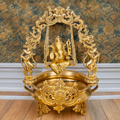 Solid Braas Ganesh swing Jhula Urli - 20.86 Inch Nikuressence