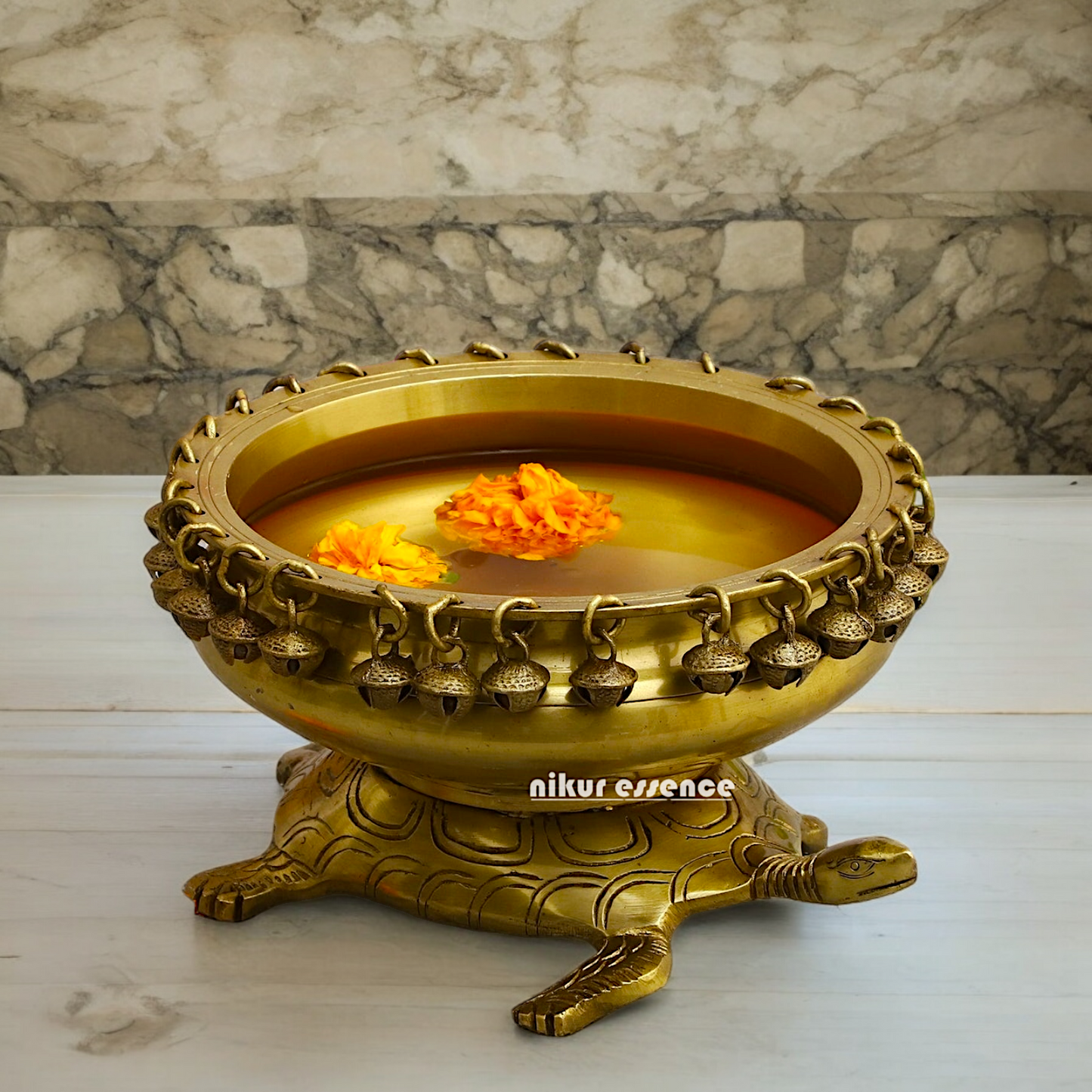 Solid Braas Turtle Tortoise Urli - 10 Inch Nikuressence