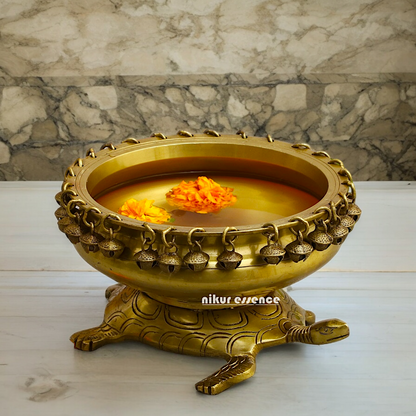 Solid Braas Turtle Tortoise Urli - 10 Inch Nikuressence