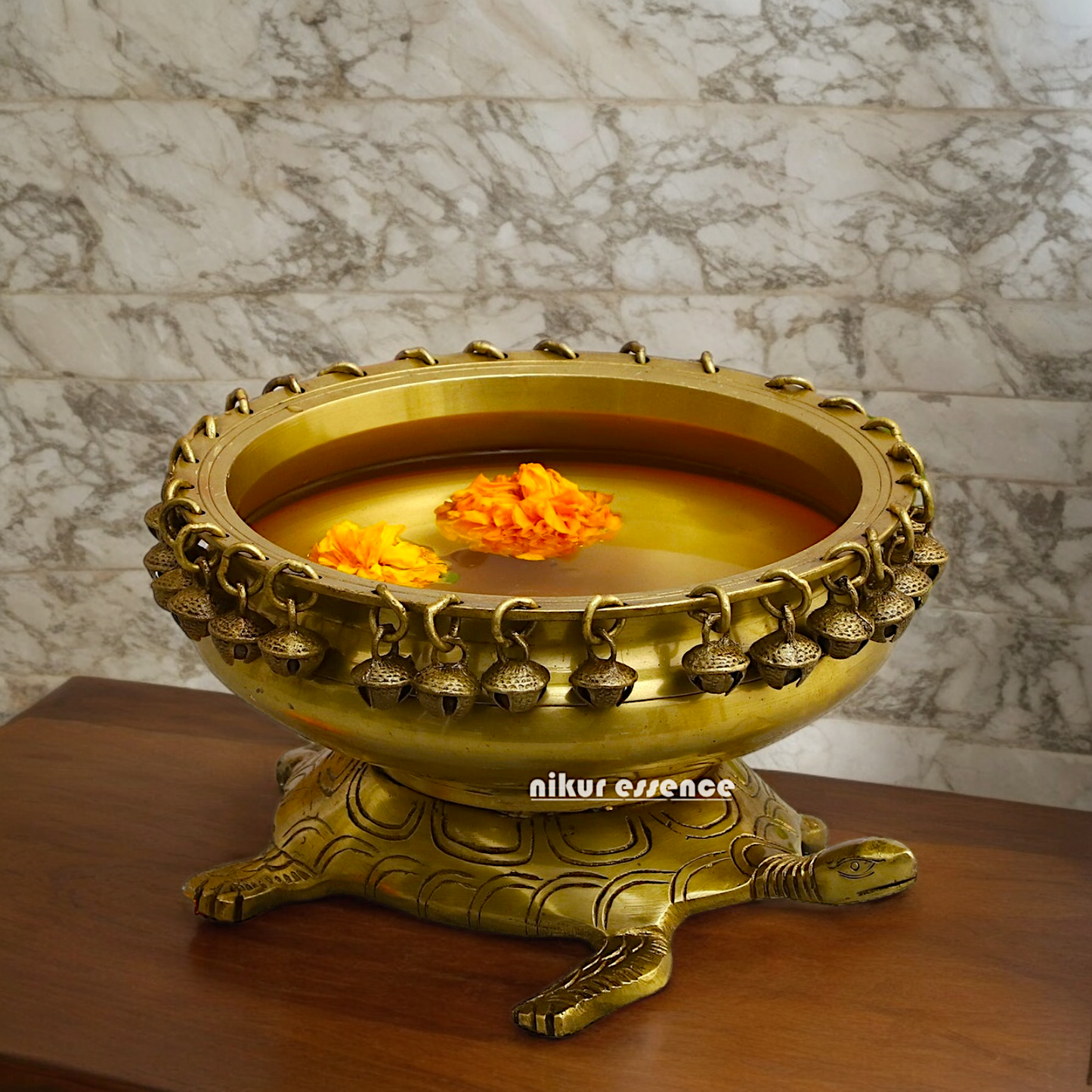 Solid Braas Turtle Tortoise Urli - 10 Inch Nikuressence