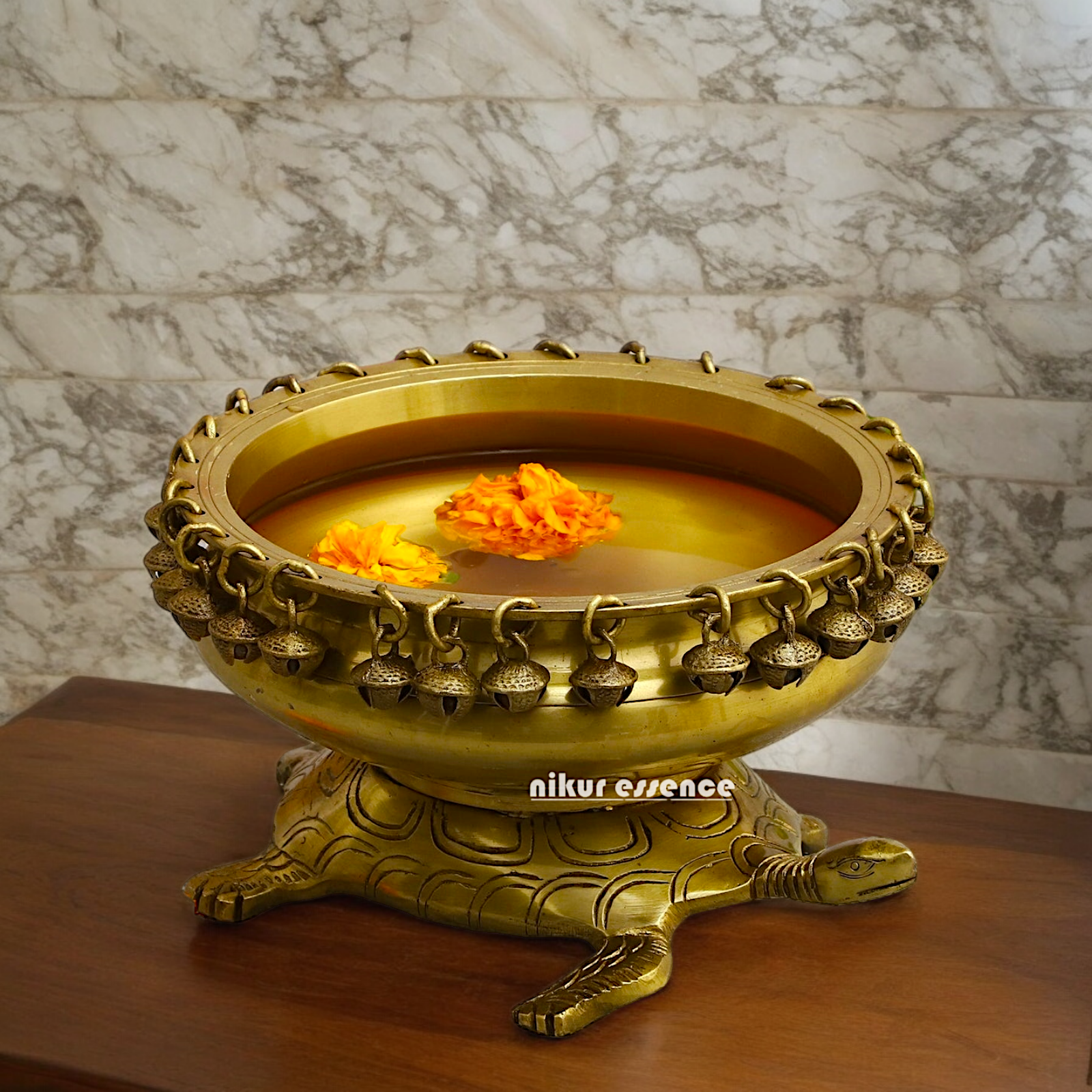 Solid Braas Turtle Tortoise Urli - 10 Inch Nikuressence