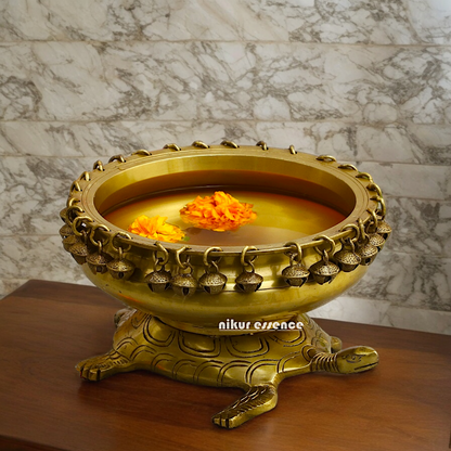 Solid Braas Turtle Tortoise Urli - 10 Inch Nikuressence