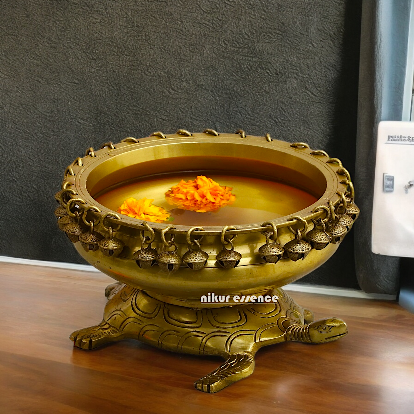 Solid Braas Turtle Tortoise Urli - 10 Inch Nikuressence