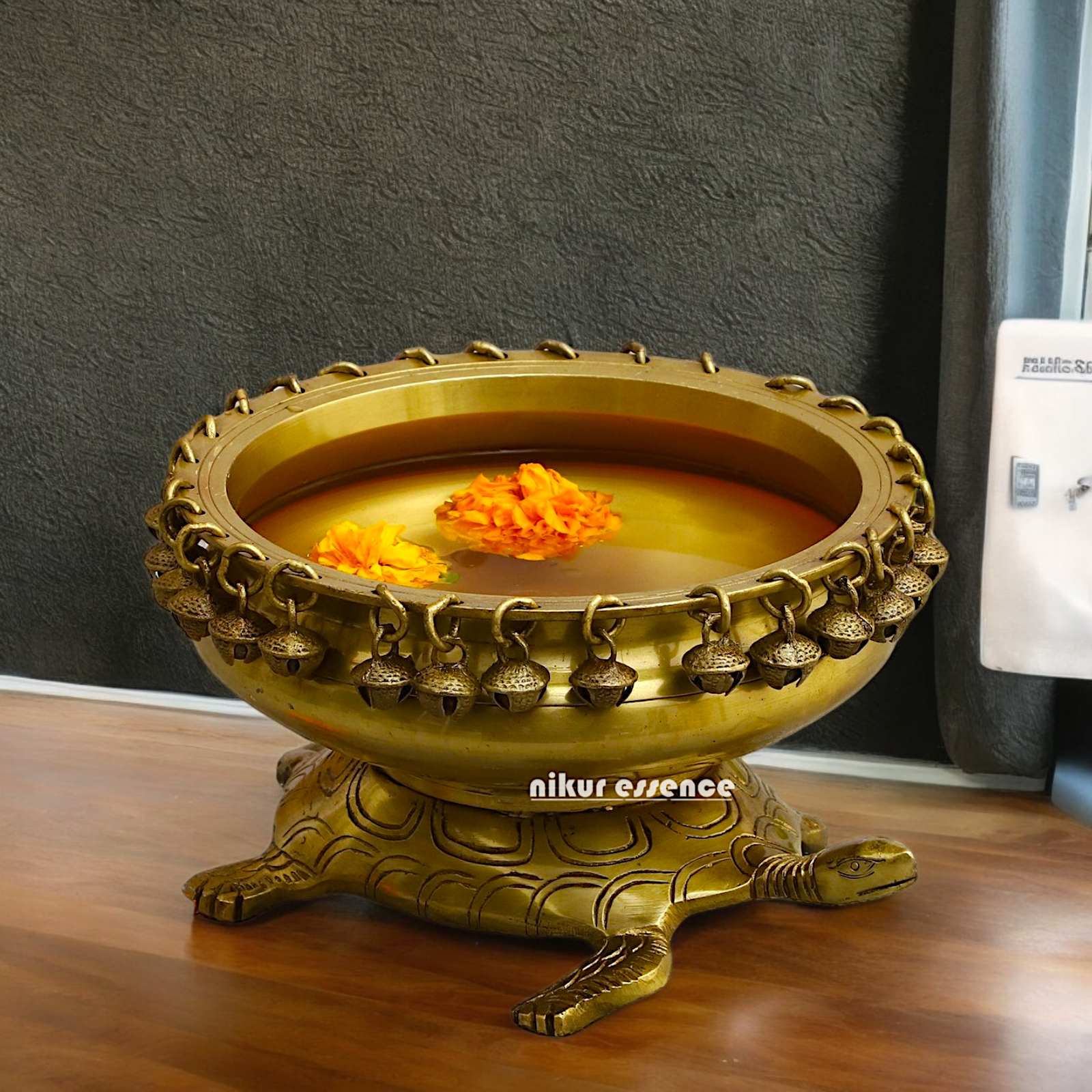 Solid Braas Turtle Tortoise Urli - 10 Inch Nikuressence