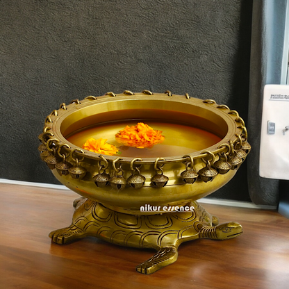 Solid Braas Turtle Tortoise Urli - 10 Inch Nikuressence