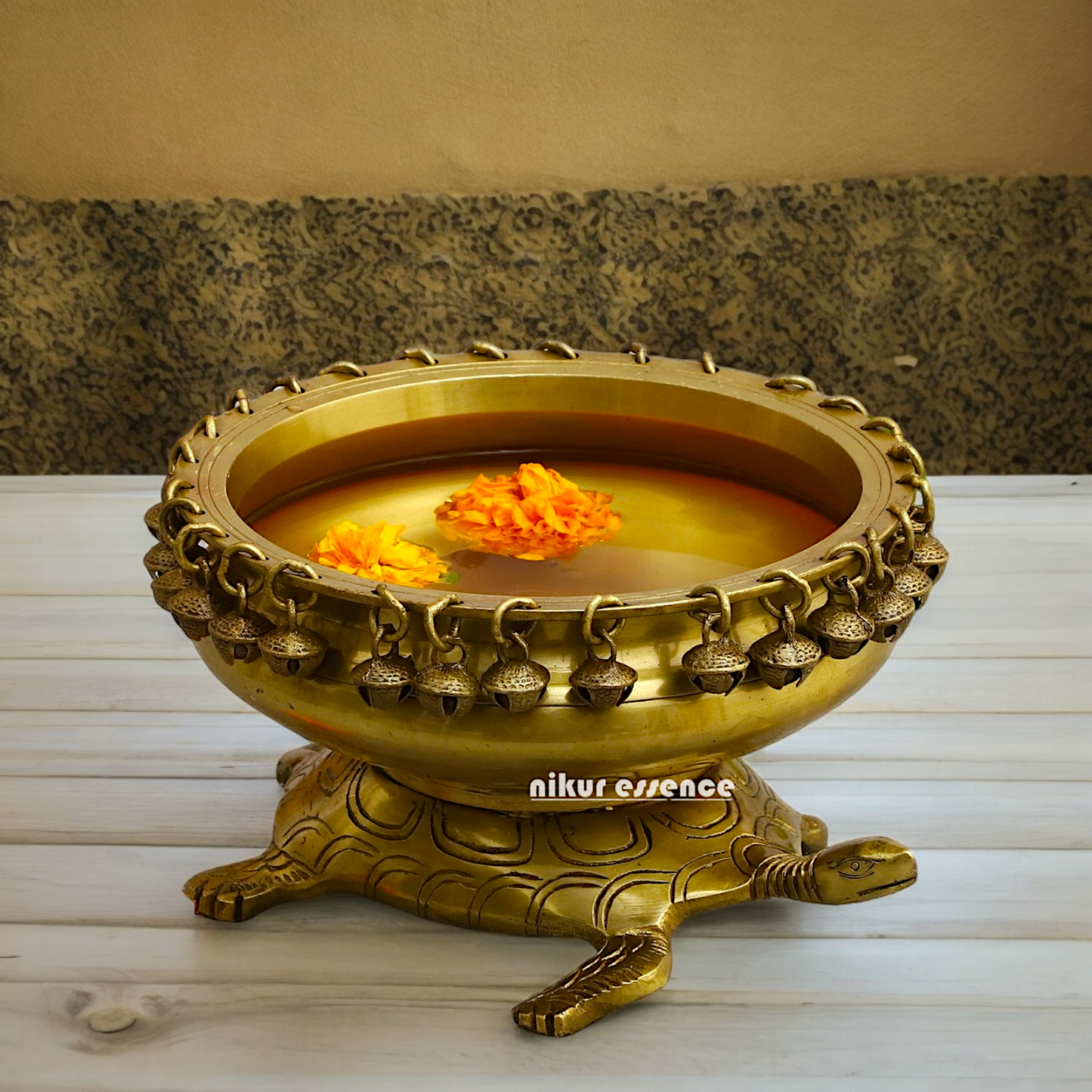 Solid Braas Turtle Tortoise Urli - 10 Inch Nikuressence