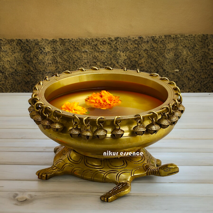 Solid Braas Turtle Tortoise Urli - 10 Inch Nikuressence