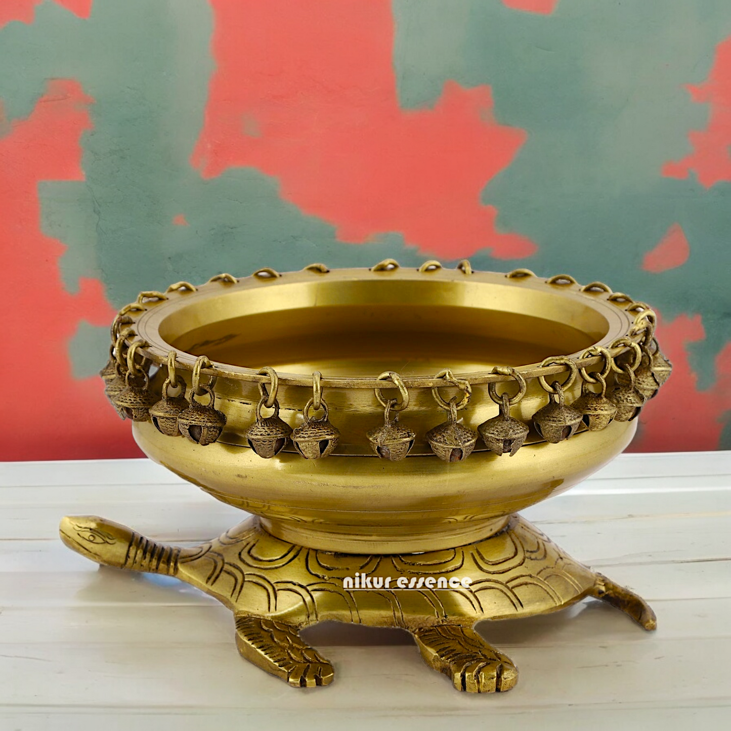 Solid Braas Turtle Tortoise Urli - 10 Inch Nikuressence