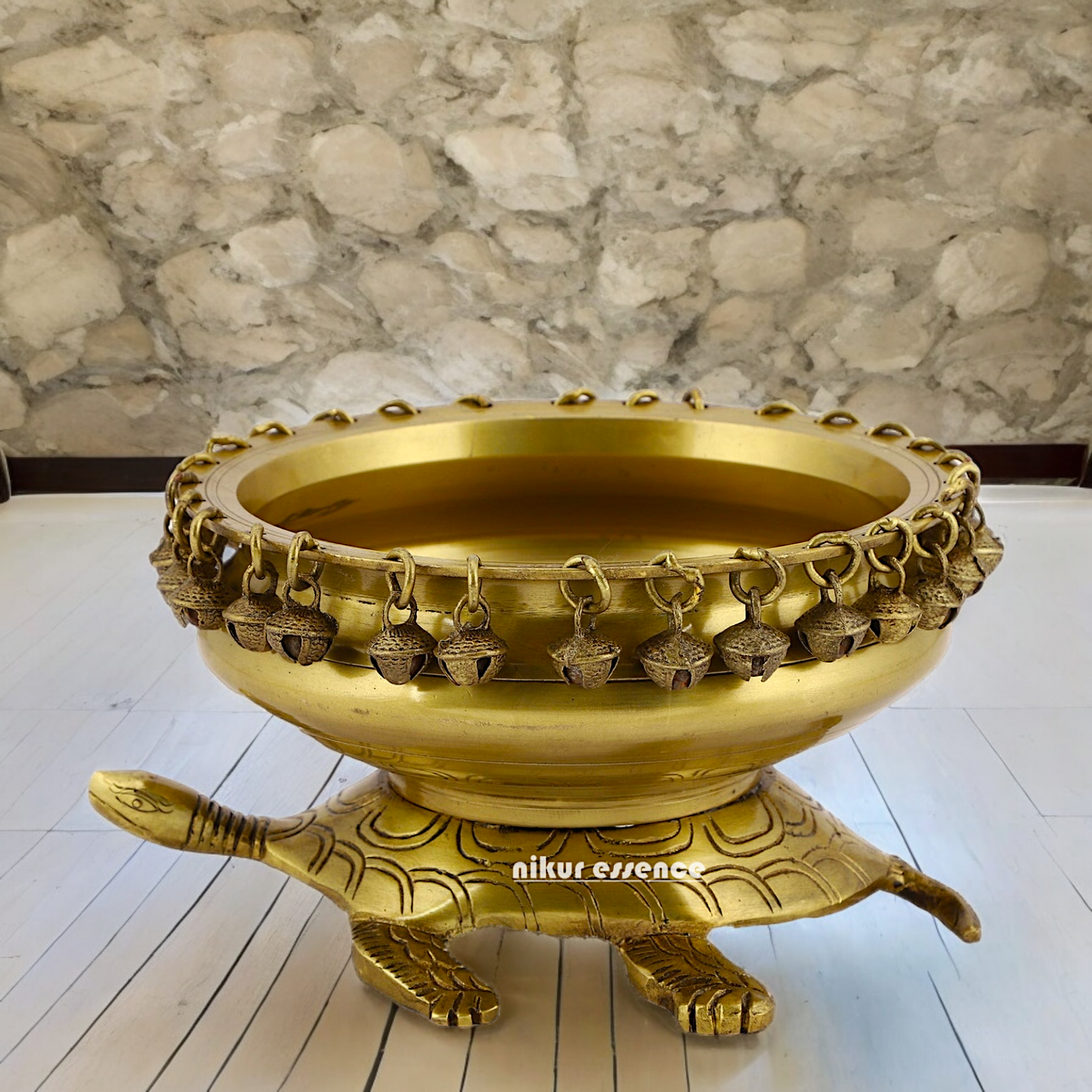 Solid Braas Turtle Tortoise Urli - 10 Inch Nikuressence