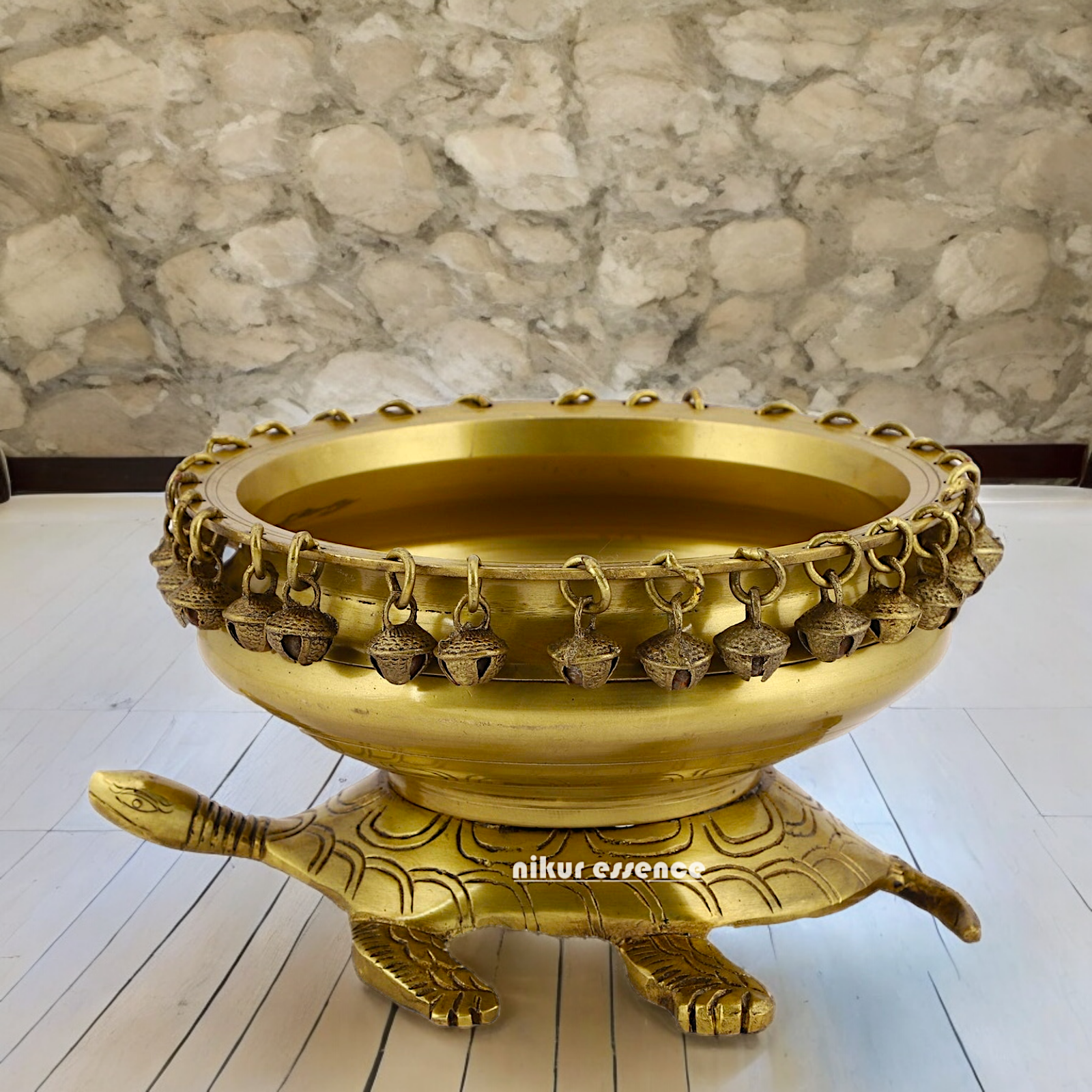 Solid Braas Turtle Tortoise Urli - 10 Inch Nikuressence